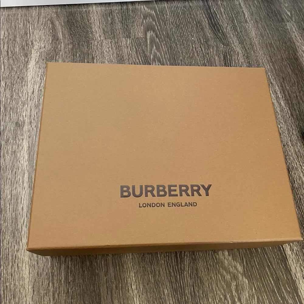 Burberry shoe box and dust bags.